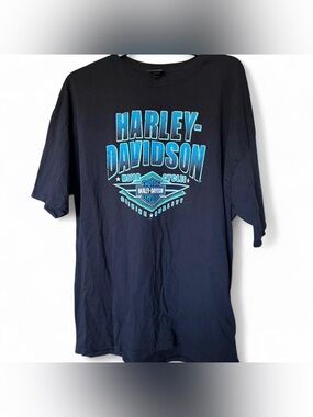 4XL Harley Davidson Graphic Tee w/ Eagle and Dealer Detail on back, Dover Ohio